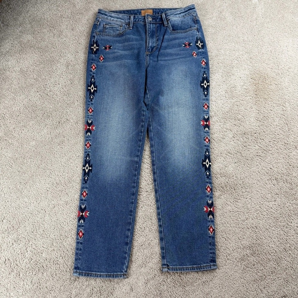 Driftwood‎ Womens GIZELLE Classic Fit Embroidered Straight Leg Jeans Size 27